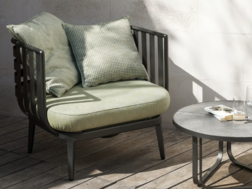 THEA 001 - Fabric and alluminium garden armchair with armrests by RODA - view 3