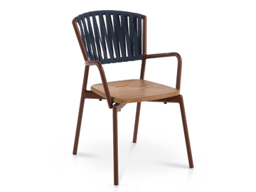 PIPER 121 - Polyester and teak garden chair with armrests by RODA - view 3