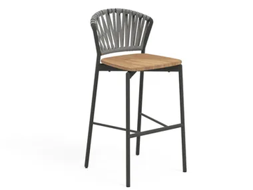 PIPER 150 - High stool in aluminum and teak with footrest by RODA - view 2