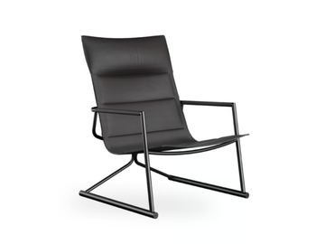 SIGNA - Sled base leather easy chair with armrests by ROSSIN - view 3