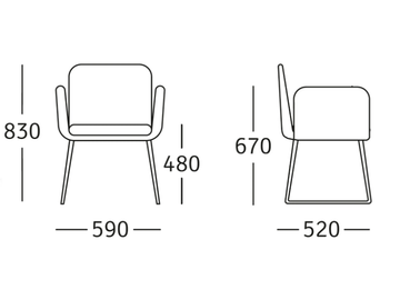 SOFIE - Sled base fabric easy chair with armrests by ROSSIN - view 3