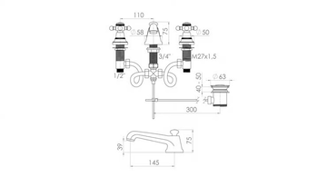 1920-1921 - 3 hole countertop washbasin mixer by RVB - view 3