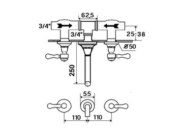 1935 LIMOGES - 3 hole wall-mounted bathtub mixer by RVB - view 3
