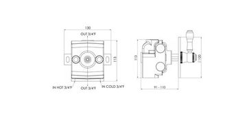 1935 WOOD - 1 hole thermostatic shower tap by RVB - view 3