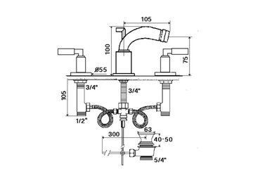CLIFF - 3 hole countertop bidet mixer by RVB - view 3