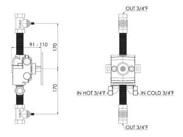 DEVILLE - 3 hole shower tap by RVB - view 3