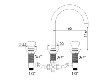 DEVILLE - 3 hole countertop washbasin mixer by RVB - view 3