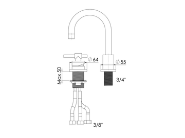 DYNAMIC - 2 hole countertop single handle washbasin mixer by RVB - view 3