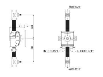 SULLY - 3 hole shower tap by RVB - view 3
