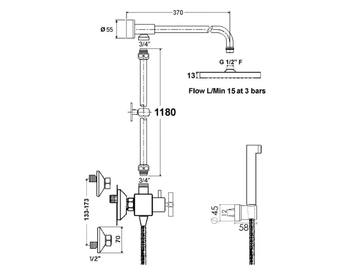 SULLY - Wall-mounted shower panel with hand shower with overhead shower by RVB - view 3