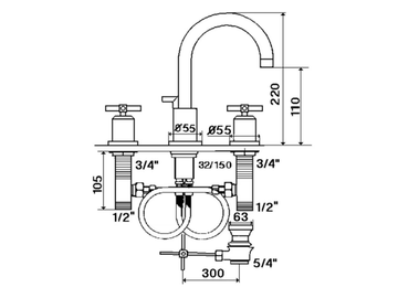 SULLY - 3 hole countertop washbasin mixer by RVB - view 3