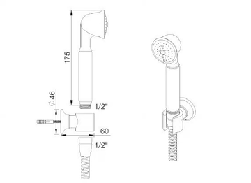 TIMES - Wall-mounted chromed brass handshower with hose for shower by RVB - view 3