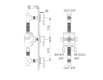LINE - 3 hole shower tap by RVB - view 3