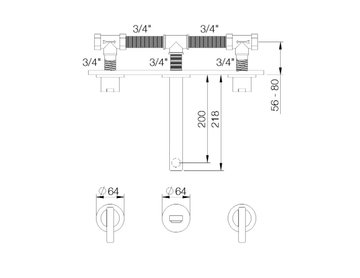 LINE - 3 hole wall-mounted washbasin tap by RVB - view 3