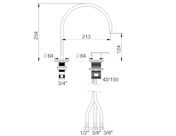 LINE - 2 hole washbasin tap by RVB - view 3