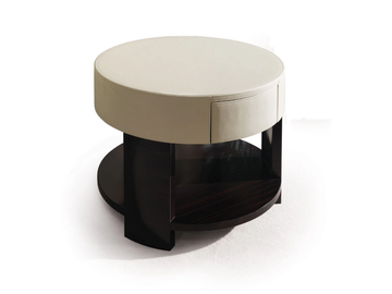 TOBIA - Round ebony coffee table with leather top by Radice - view 2