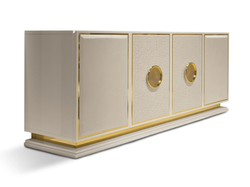 CLASS - Wooden sideboard with leather doors by Radice - view 2
