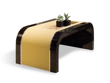 HORN - Rectangular sled base wood and leather coffee table by Radice - view 2