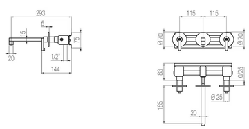 KIRA - KIR28 - Wall-mounted steel washbasin mixer by Radomonte - view 3