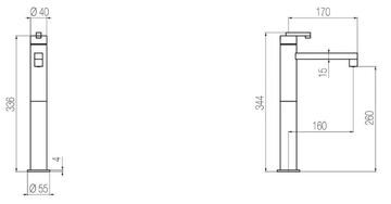 KIRA - KIR93 - Countertop steel washbasin mixer by Radomonte - view 3