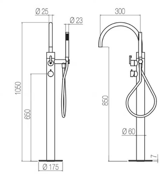 KIRA - PVI99 - Floor standing steel bathtub mixer by Radomonte - view 3