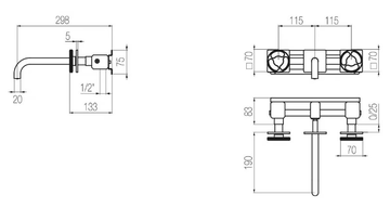 KÀTO - KAN28 - Wall-mounted steel washbasin mixer by Radomonte - view 3