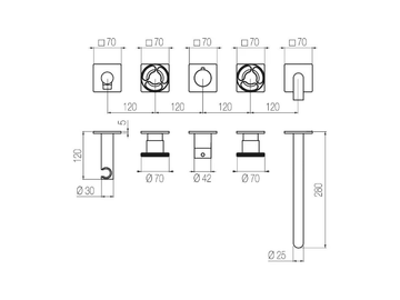 KÀTO - KAN52 - Wall-mounted thermostatic steel bathtub mixer by Radomonte - view 3