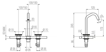 KÀTO - KAT26 - 3 hole countertop steel washbasin tap by Radomonte - view 3