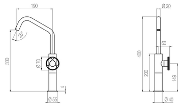 KÀTO - KAT3 - Countertop steel washbasin mixer by Radomonte - view 3
