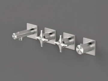 DXN51 - 4 hole Recessed steel shower mixer by Radomonte - view 2