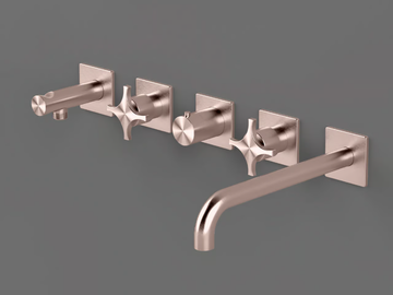 DXN52 - 5 hole wall-mounted Recessed steel bathtub mixer by Radomonte - view 3