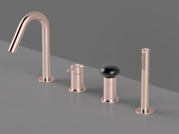 MIR16 - Deck mounted steel bathtub tap with diverter with hand shower by Radomonte - view 3