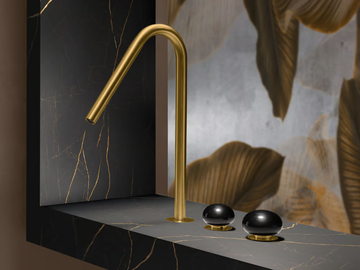 MIR26 - 3 hole countertop steel washbasin mixer with individual rosettes by Radomonte - view 2