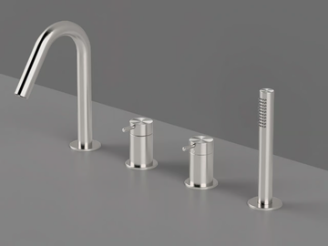 TKI16 - Deck mounted 4 hole bathtub tap with hand shower by Radomonte - view 3