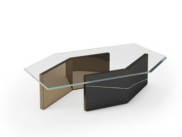 CUBITUM 40 - Hexagonal glass coffee table by Reflex - view 2