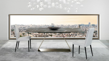 OH - Extending rectangular Marble glass table by Reflex - view 3