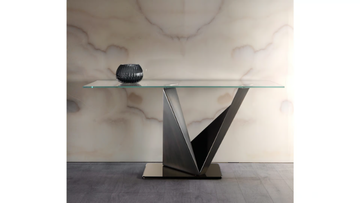 PRISMA STEEL - Rectangular glass console table by Reflex - view 3