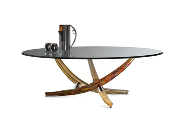 FILI D'ERBA - Round glass coffee table by Reflex - view 2