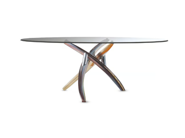 FILI D'ERBA - Oval glass dining table by Reflex - view 2