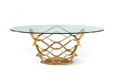 NEOLITICO - Round glass and iron dining table by Reflex - view 2