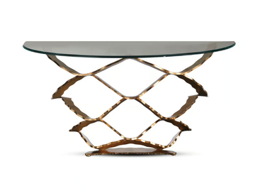 NEOLITICO - Demilune glass and iron console table by Reflex - view 2