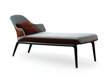 VELA - Upholstered leather chaise longue by Reflex - view 2