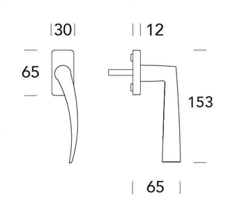 APRI - DK brass window handle on rose by Reguitti - view 3