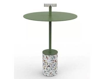 LIDO - Round steel and marble grit garden side table by Rever - view 3