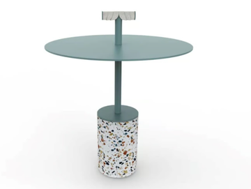 LIDO - Round steel and marble grit garden side table by Rever - view 2