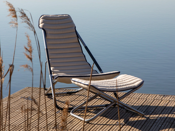 LINO - Folding linen and stainless steel garden footstool by Rever - view 3