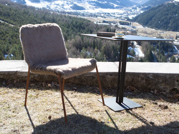 TESSA - Upholstered stackable Batyline® and steel garden chair by Rever - view 3