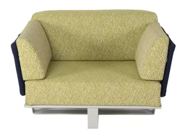 VIAREGGIO - Upholstered fabric, steel, rope garden armchair with armrest by Rever - view 2