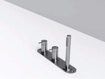 MAE - Stainless steel bathtub set with diverter with plate by Rexa - view 2