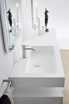 UNICO - Rectangular Corian® washbasin with integrated countertop by Rexa - view 3